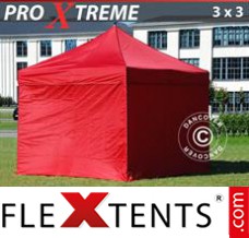 Reklamtält FleXtents Xtreme 3x3m Röd, inkl. 4 sidor